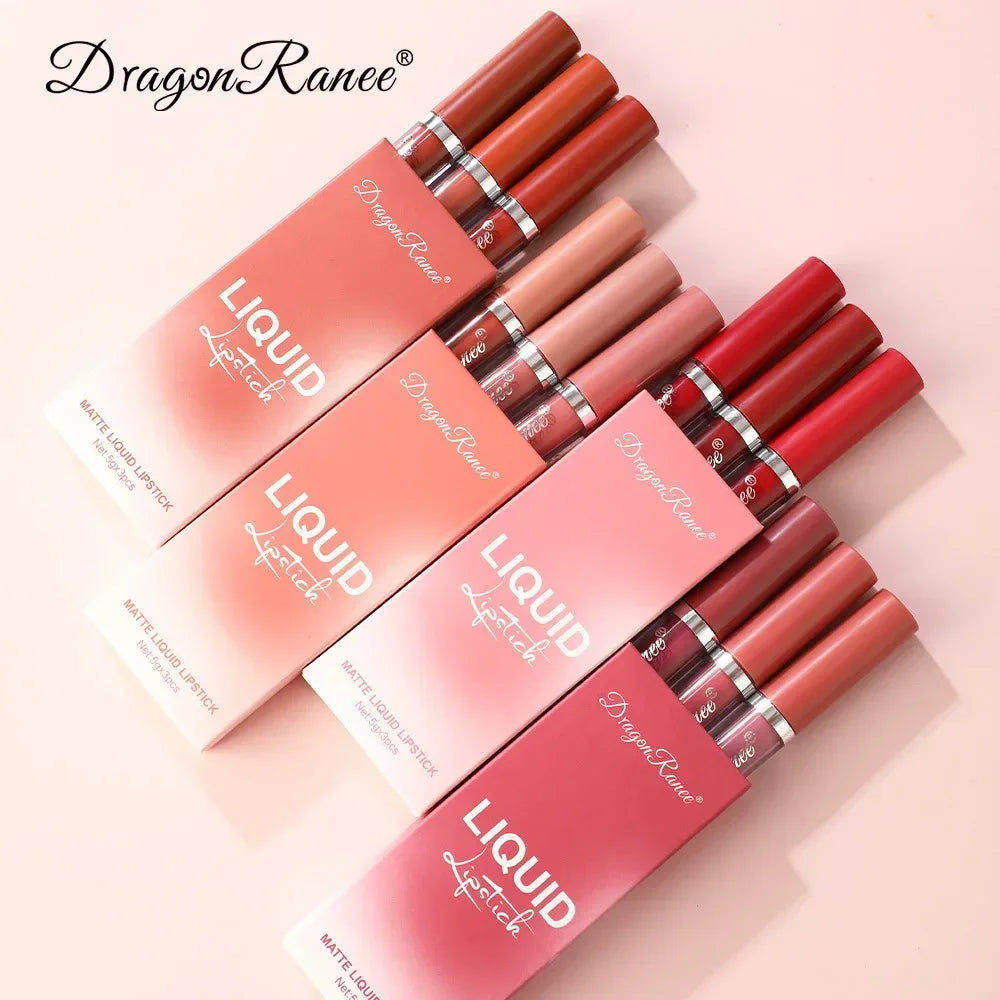 3 PCS Liquid Lipsticks Set Long Lasting Make Up For Women Korean Beauty Cosmetics Matte Lipsticks Waterproof Long lasting - My Vixen Vault