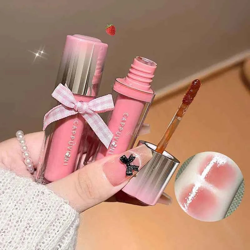 Mirror Lip Glaze Moisturizing Waterproof Forming Quickly Grape Purple Water Light Lip Gloss Non-Sticky Red Jelly Lipstick Makeup.