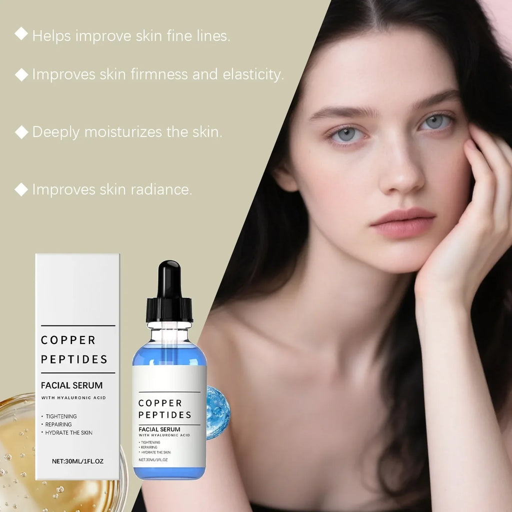 Copper Peptide Serum Anti Wrinkle Remover Antioxidant Tighten Skin Barrier Repair Deep Hydration Hyaluronic Acid Face Serum 30ml - My Vixen Vault