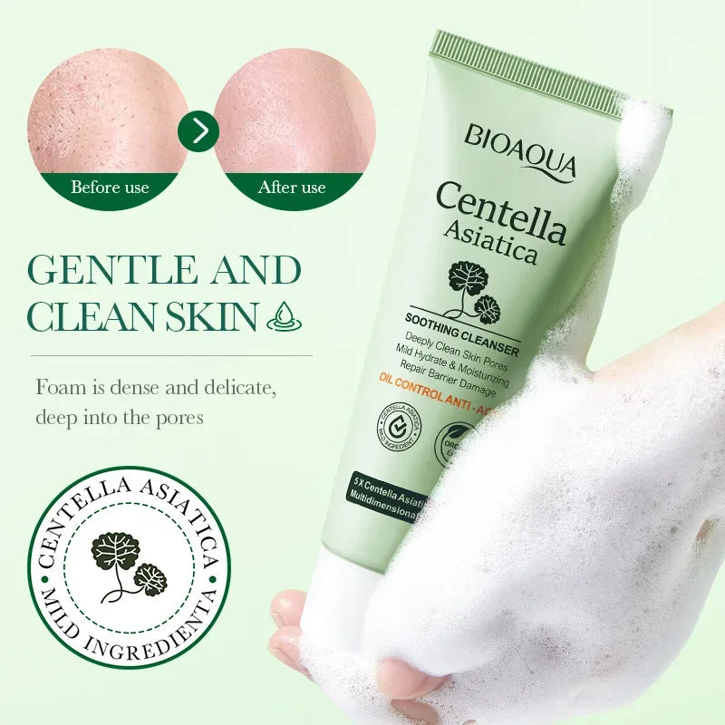 BIOAQUA Centella Asiatica Facial Cleanser Moisturizing Oil Control Face Cleansing Face Wash Foam Facial Cleanser Skin Care - My Vixen Vault