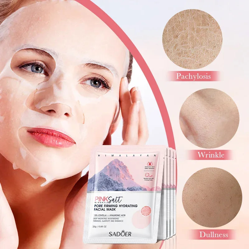 SADOER Pink Salt Face Mask Moisturizing Whitening Anti Wrinkles Anti-aging Facial Masks Sheet Masks Face Skin Care Products - My Vixen Vault