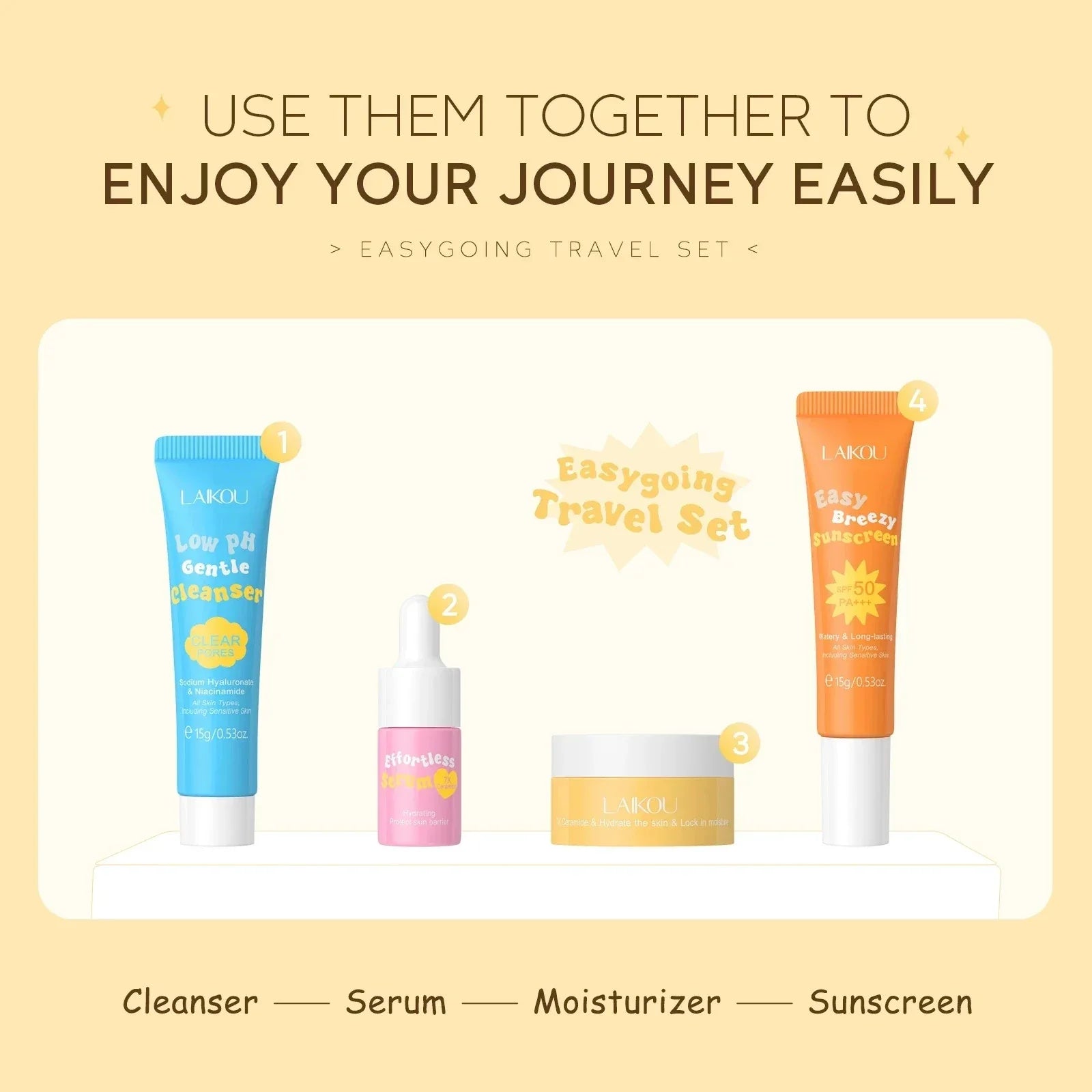 4pcs/set LAIKOU Skin Care Sets Facial Cleanser Serum Face Cream Facial Sunscreen Anti-Aging Whitening Creams Facial Skin Care - My Vixen Vault