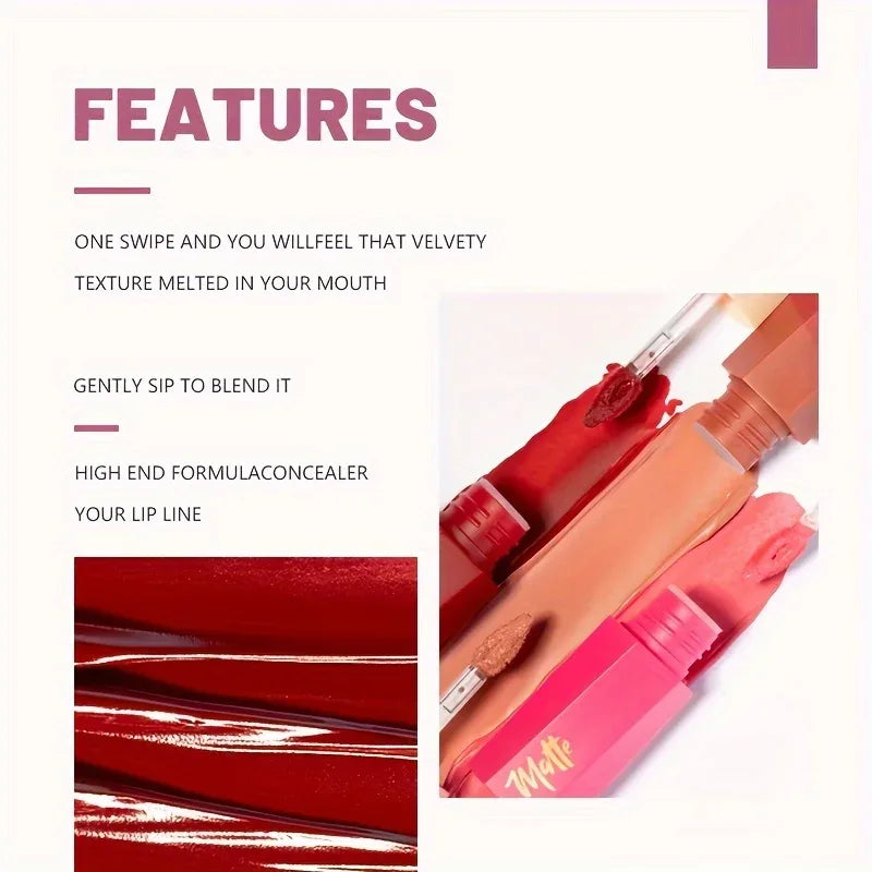 Waterproof Matte Velvet Lip Tint - Long-Lasting Nude Lip Glaze, Festive Exclusive, Valentine's Day Gift - My Vixen Vault
