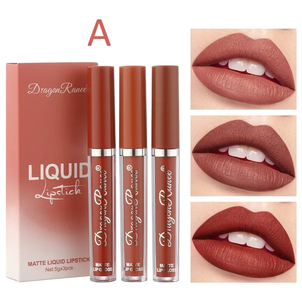 3 PCS Liquid Lipsticks Set Long Lasting Make Up For Women Korean Beauty Cosmetics Matte Lipsticks Waterproof Long lasting - My Vixen Vault