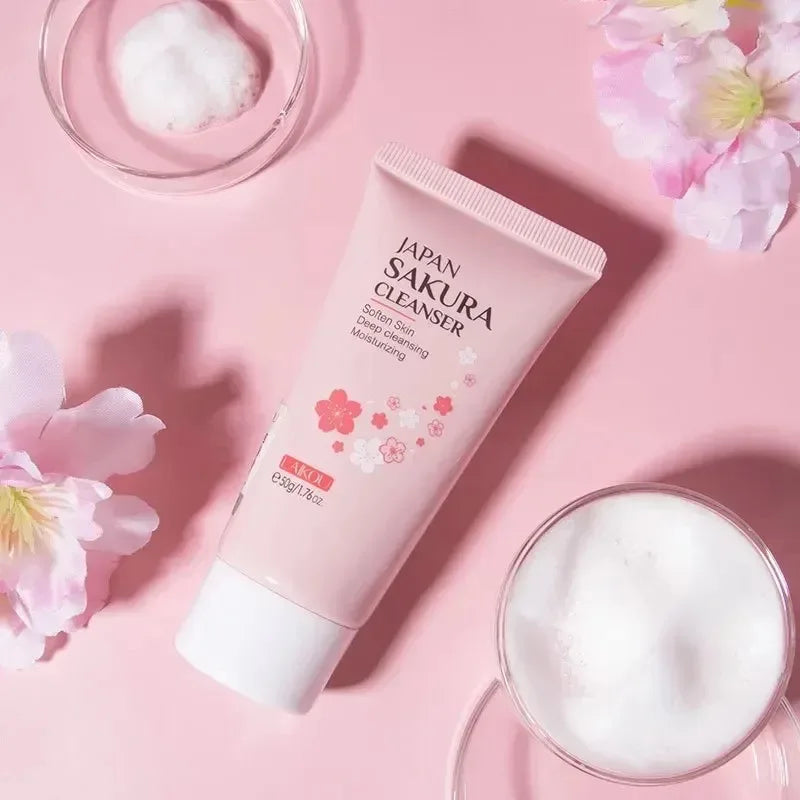 LAIKOU Sakura Cleanser Gentle Deep Cleaning Oil Control Moisturizing Shrink Pores Face Skin Care 50g Skin Cleanser All Skin Type - My Vixen Vault