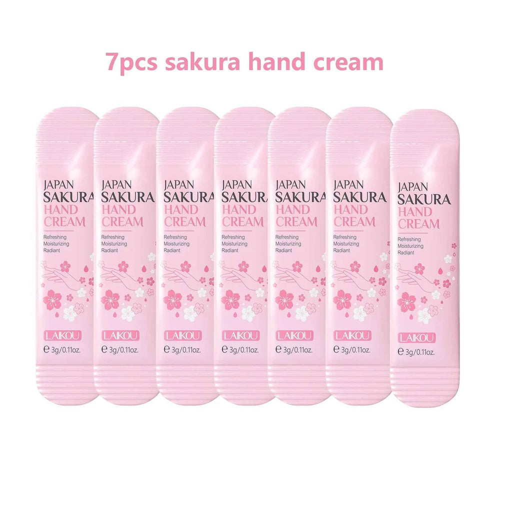 7pcs Collagen Sakura Hand Cream Skin Soften Nourish Care Deep Cracked Repair Beauty Products Girl Moisturizing Hand Skin