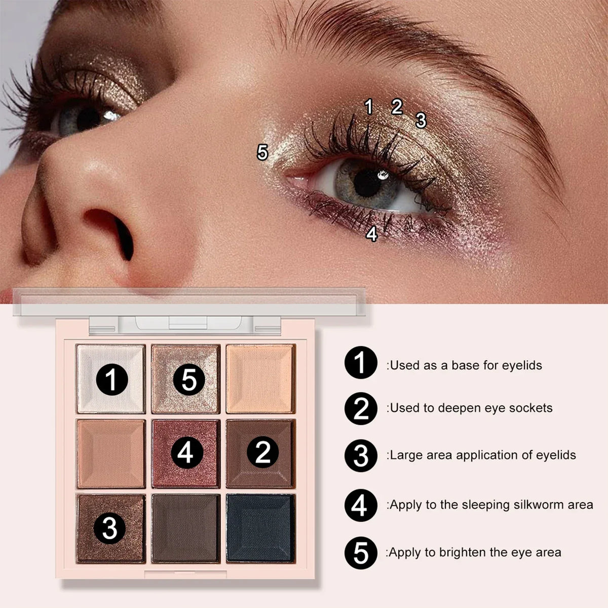 JUJU DREAM 9-Color Eyeshadow Palette, Matte & Shimmer Finish, Soft Milk Tea Tones, Compact & Easy for Daily Student Makeup - My Vixen Vault