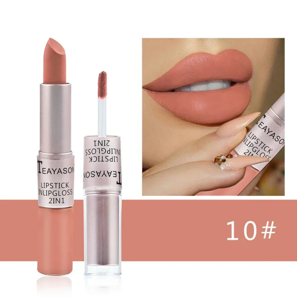 Double-Ended Velvet Matte Lipstick with Long-Lasting Effect, Brightening and Complexion-Enhancing Lipstick Pen for Autumn and Winter, Non-Transfer Matte, Valentine's Day Gift Lipstick - My Vixen Vault