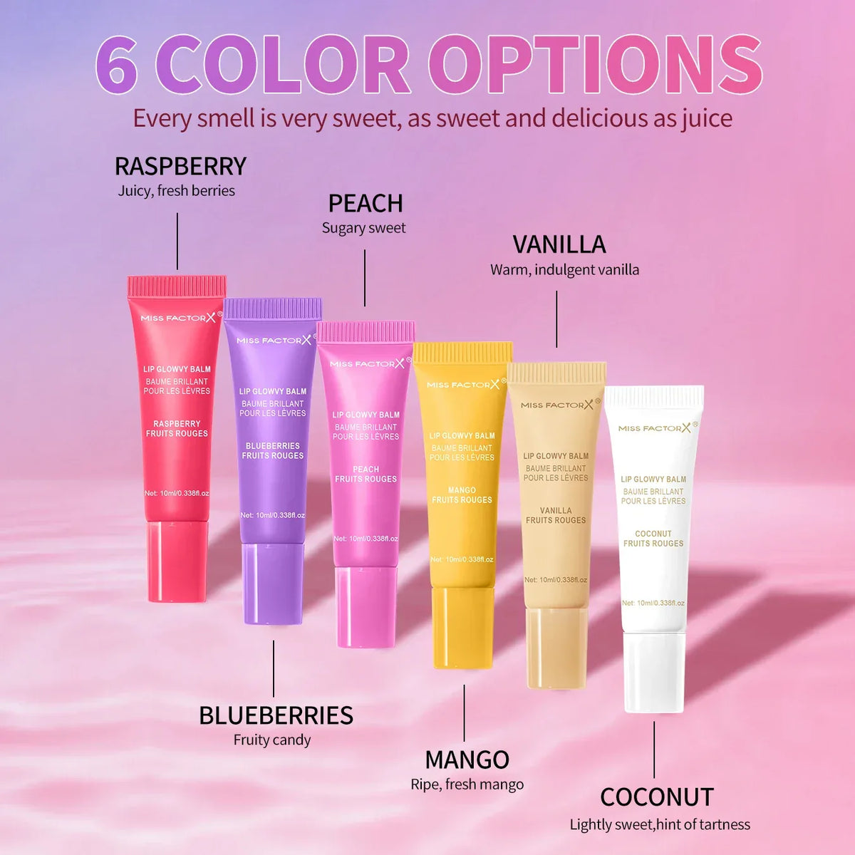 6-piece fruit flavored lip gloss set, moisturizing lip oil, glossy hydration, the best choice for women's holiday gifts - My Vixen Vault