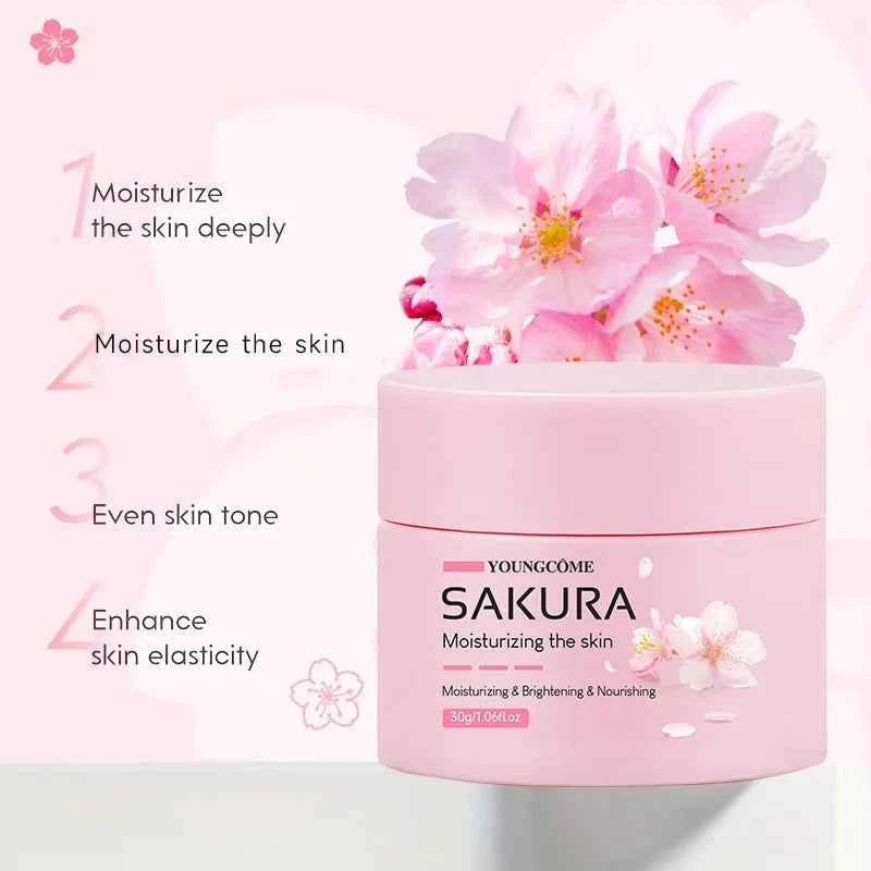 Sakura Essence Cream,Cherry Blossom Facial Moisturizer for Dry & Rough Skin,Anti Aging Face Lifting Nourishing Repair Collagen