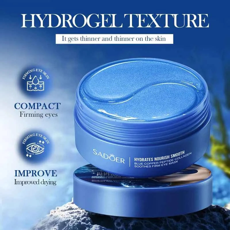 60pcs SADOER Caffeine Crystal Collagen Eye Mask Anti Dark Circles Ant -Aging Anti Wrinkles Moisturizing Eye Patches Skin Care