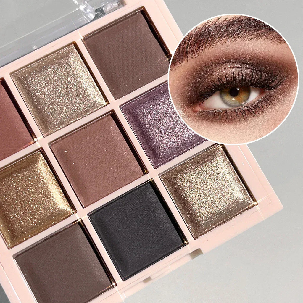 JUJU DREAM 9-Color Eyeshadow Palette, Matte & Shimmer Finish, Soft Milk Tea Tones, Compact & Easy for Daily Student Makeup - My Vixen Vault