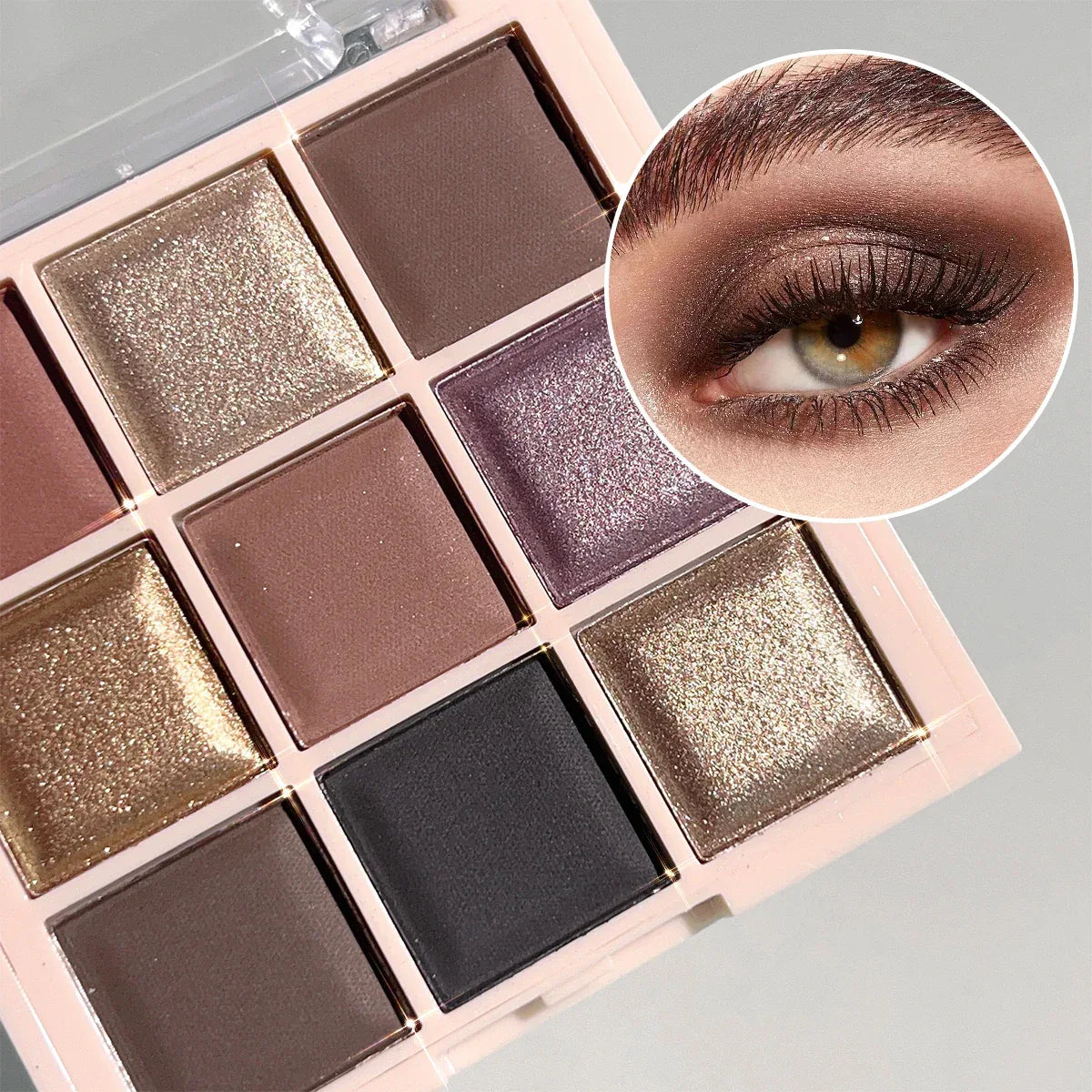 JUJU DREAM 9-Color Eyeshadow Palette, Matte & Shimmer Finish, Soft Milk Tea Tones, Compact & Easy for Daily Student Makeup - My Vixen Vault