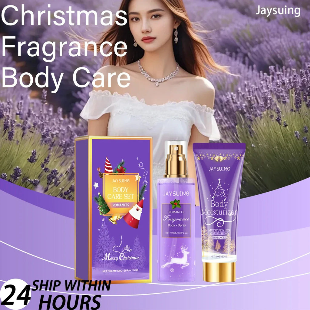 Jaysuing Christmas Fragrance Body Care Set Holiday Gift Set Body Lotion Body Mist Moisturizing Skin Care with Shea Butter 2 pcs.
