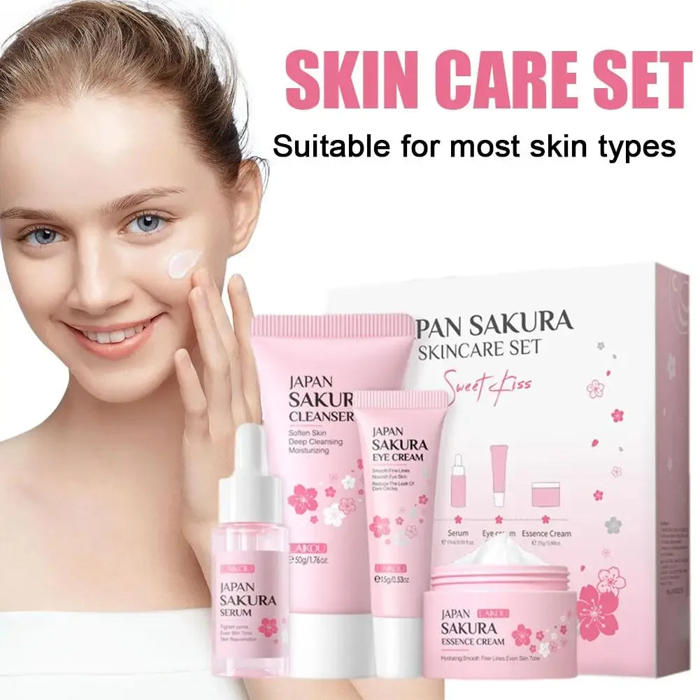 LAIKOU Sakura Skin Care Set Facial Cleanser Eye Creams Face Cream Serum Lotion Toner Moisturizing Face Care Kit - My Vixen Vault