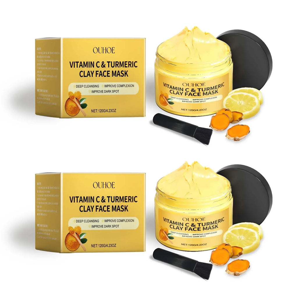 Vitamin C Turmeric Mud Mask Exfoliating Facial Mask Improve Pore Deep Cleansing Nourishing Hydrating Glowing Skin Care Clay Mask - My Vixen Vault