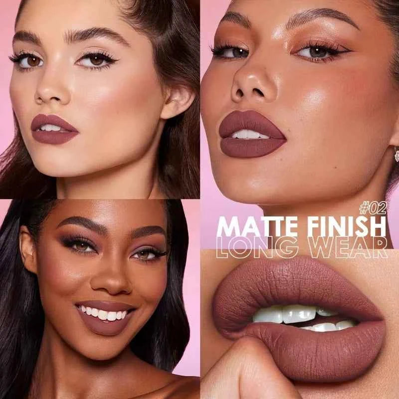 PECOLOVERS Matte Lip Gloss - Waterproof, Long-Lasting Red & Black Shades for All Skin Types - Perfect for Halloween Makeup