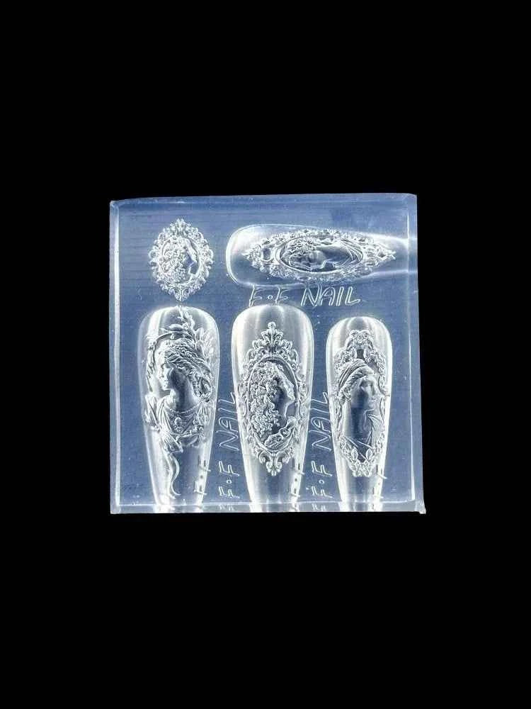 Silicone Molds For Nails European Style Avatar Photo Frame 3D Mold DIY Bow Design Manicure Template Nail Art Decoration Tool