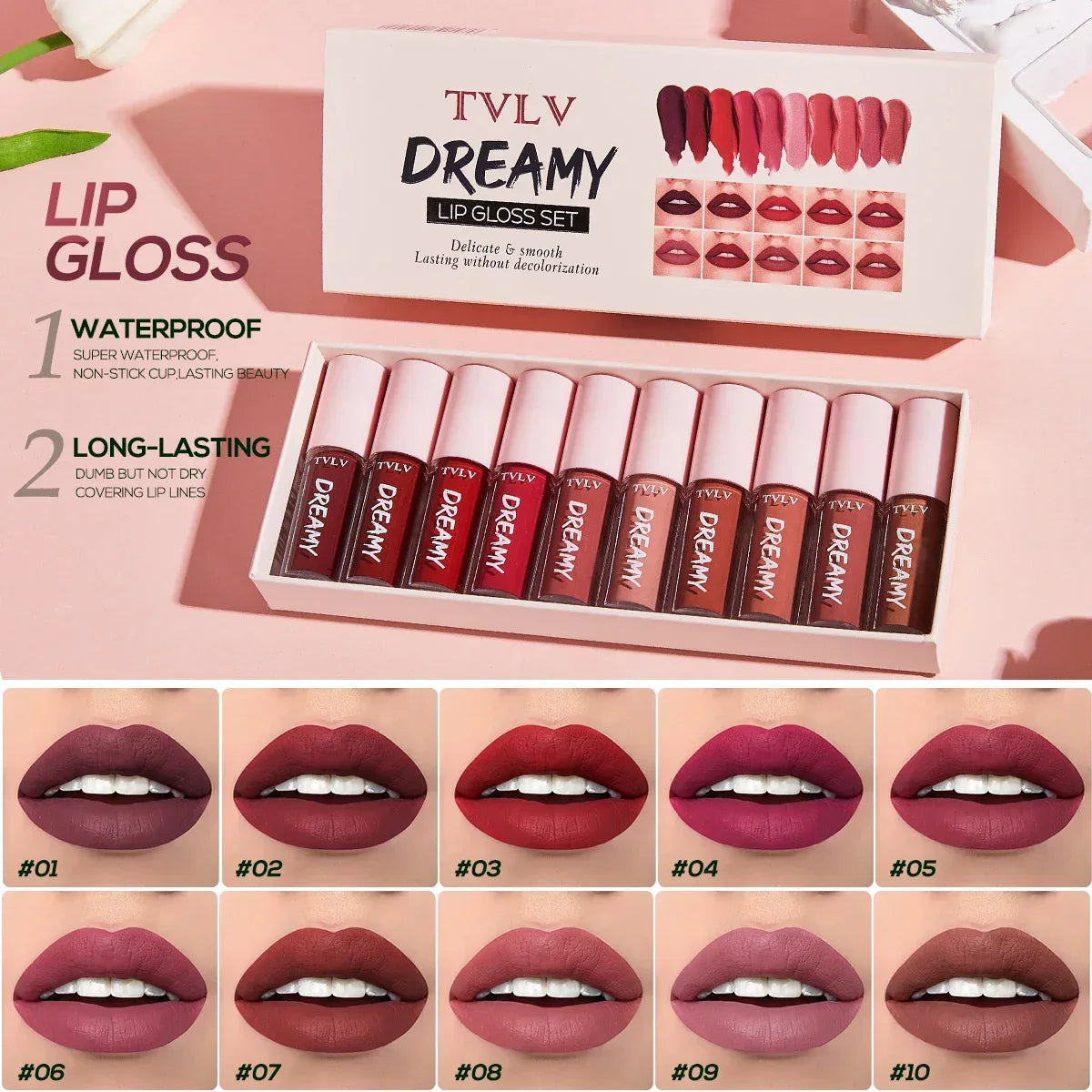 10 Pieces/Set Lip Gloss Velvet Lipstick: Waterproof and Long-Lasting Lip Gloss Women's Moisturizing Lipstick Set Christmas gift - My Vixen Vault
