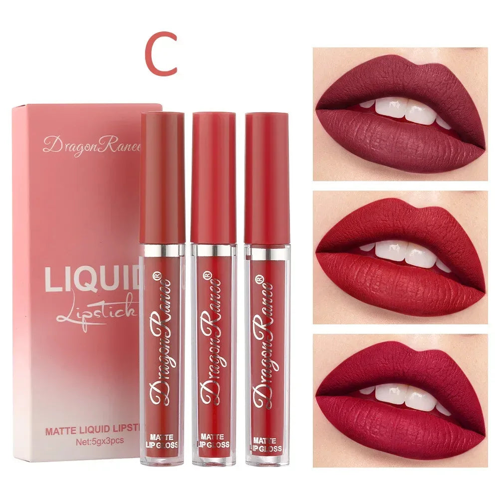 3 PCS Liquid Lipsticks Set Long Lasting Make Up For Women Korean Beauty Cosmetics Matte Lipsticks Waterproof Long lasting - My Vixen Vault