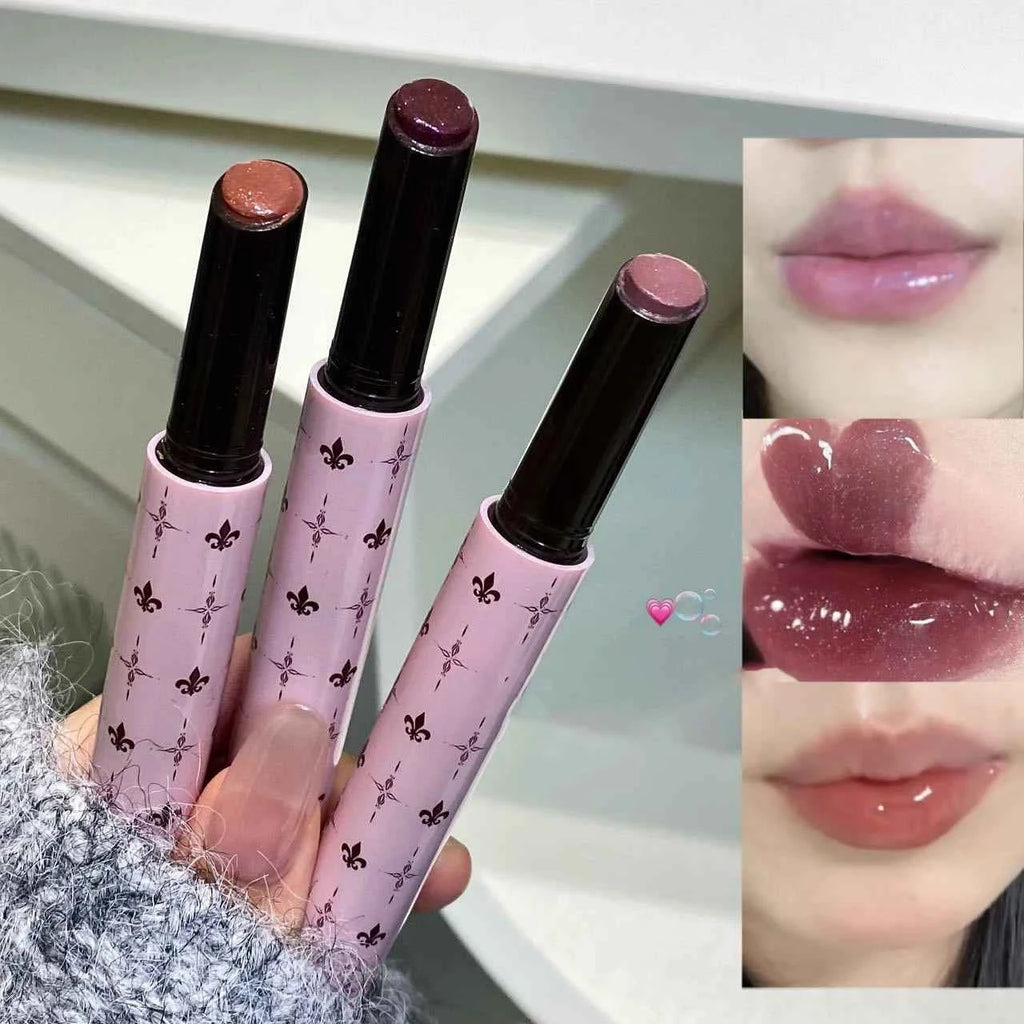 Mulberry Purple Shimmer Lip Jelly Pen Moisturizing Mirror Water Light Solid Lip Gloss Film-forming Non-Fading Gloss Lipstick.
