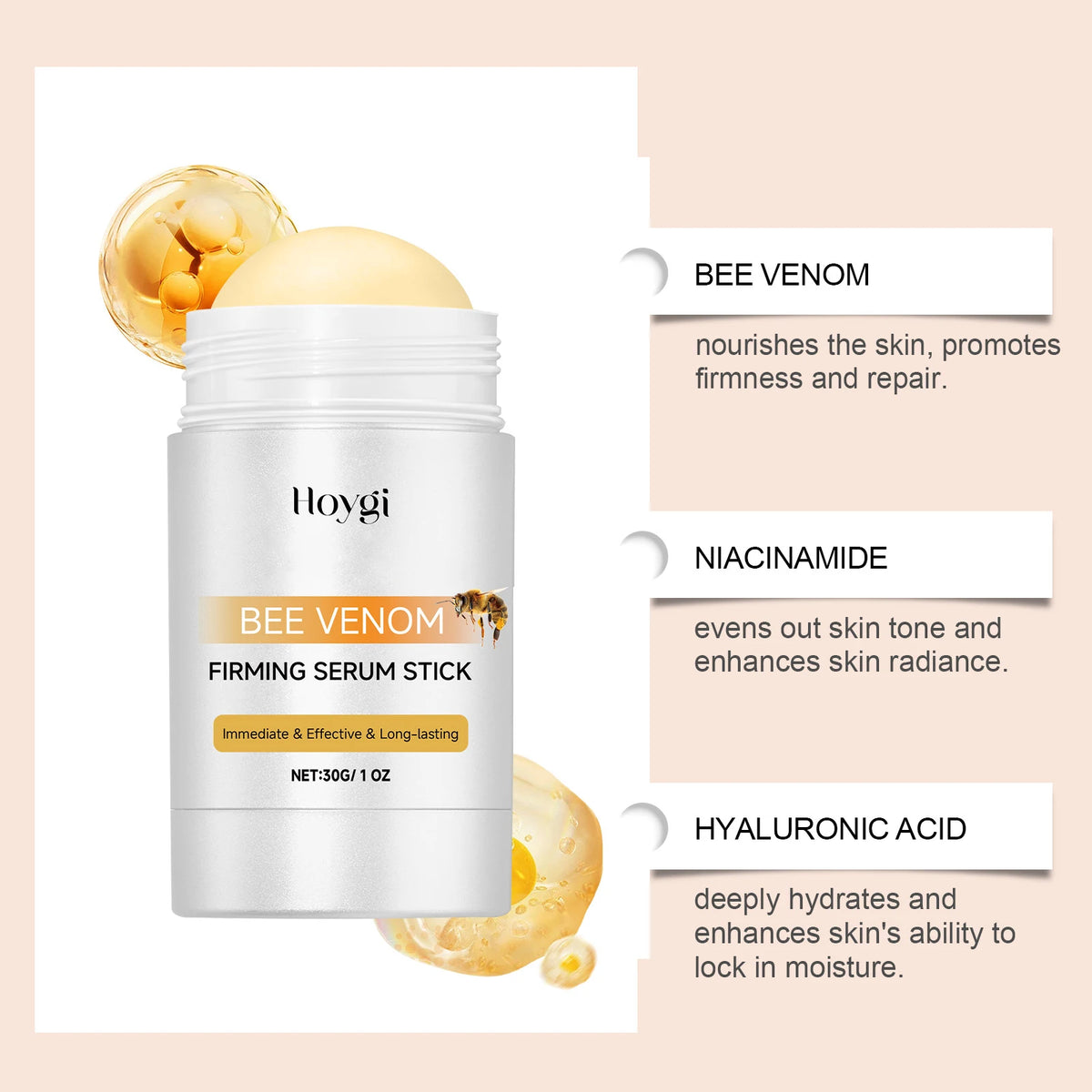 HOYGI Bee Venom Cream Stick Nourishing Firming Skin Fade Fine Lines Reduce Wrinkles Increase Elasticity Revitalizing Skin Care - Beauty Collection Studio