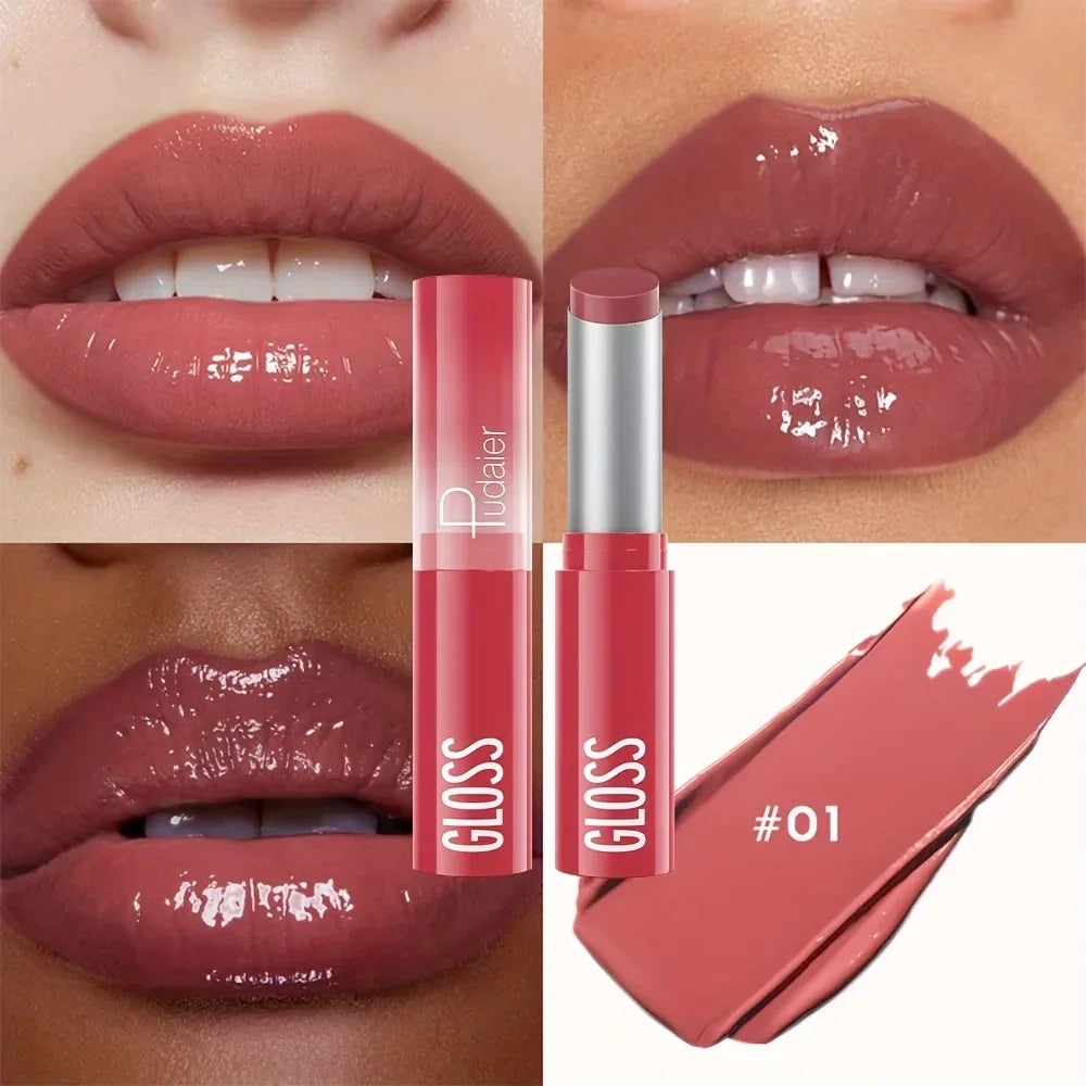 Waterproof Lipstick with Glass Mirror and Plumping Effect Non-Stick Nude Shades,Matte Lip Gloss For Plumper Looking Lips - My Vixen Vault
