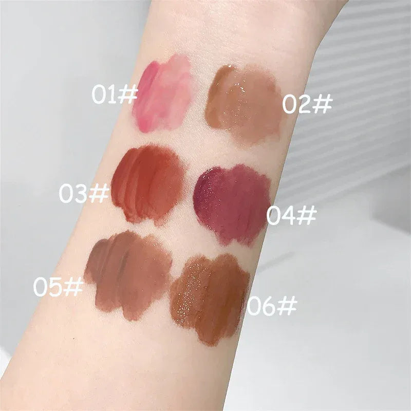 Waterproof Mirror Jelly Lip Glaze 6 Colors Water-light Lip Gloss Long Lasting Moisturising Glossy Red Tint Lips Makeup Cosmetics - My Vixen Vault