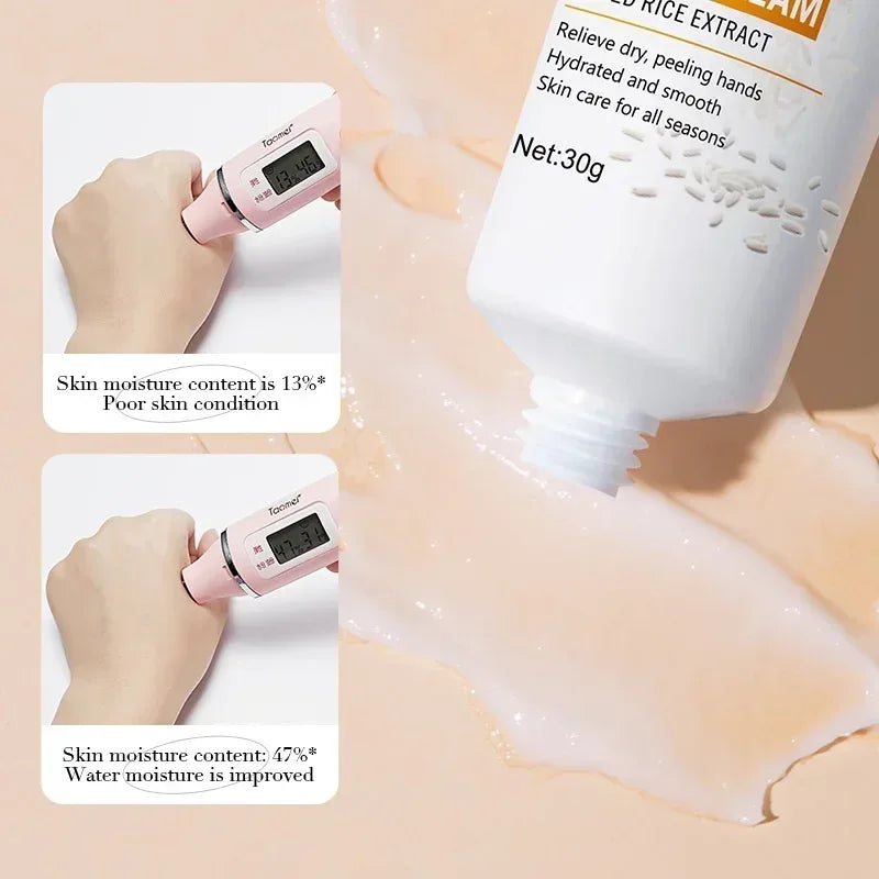 Rice Hand Cream Volumizing Rejuvenating Nourishing Moisturizing Refreshing Non-Greasy Hand Care Cream 30g - My Vixen Vault