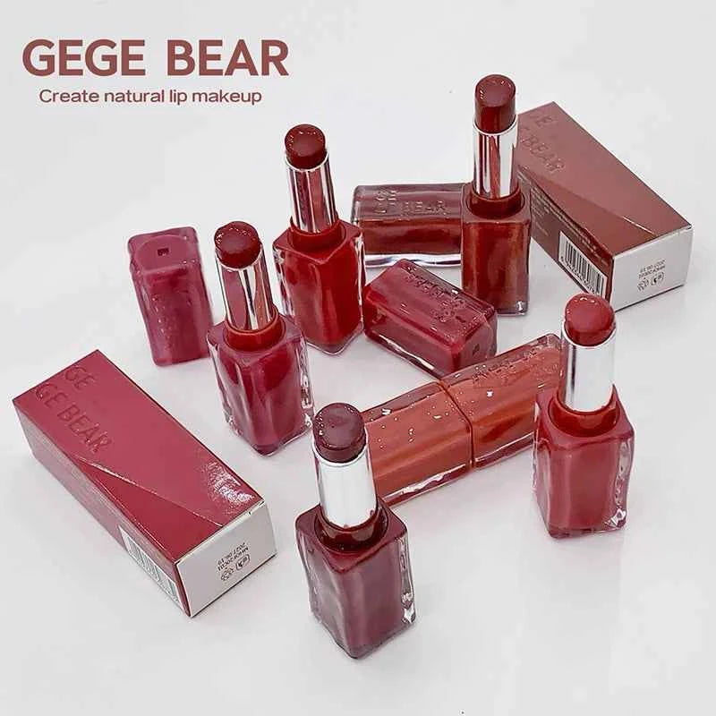 Gege Bear Mirror Gloss Lipstick — Ice-Translucent Water-Gloss Finish, Plumping and Hydrating.
