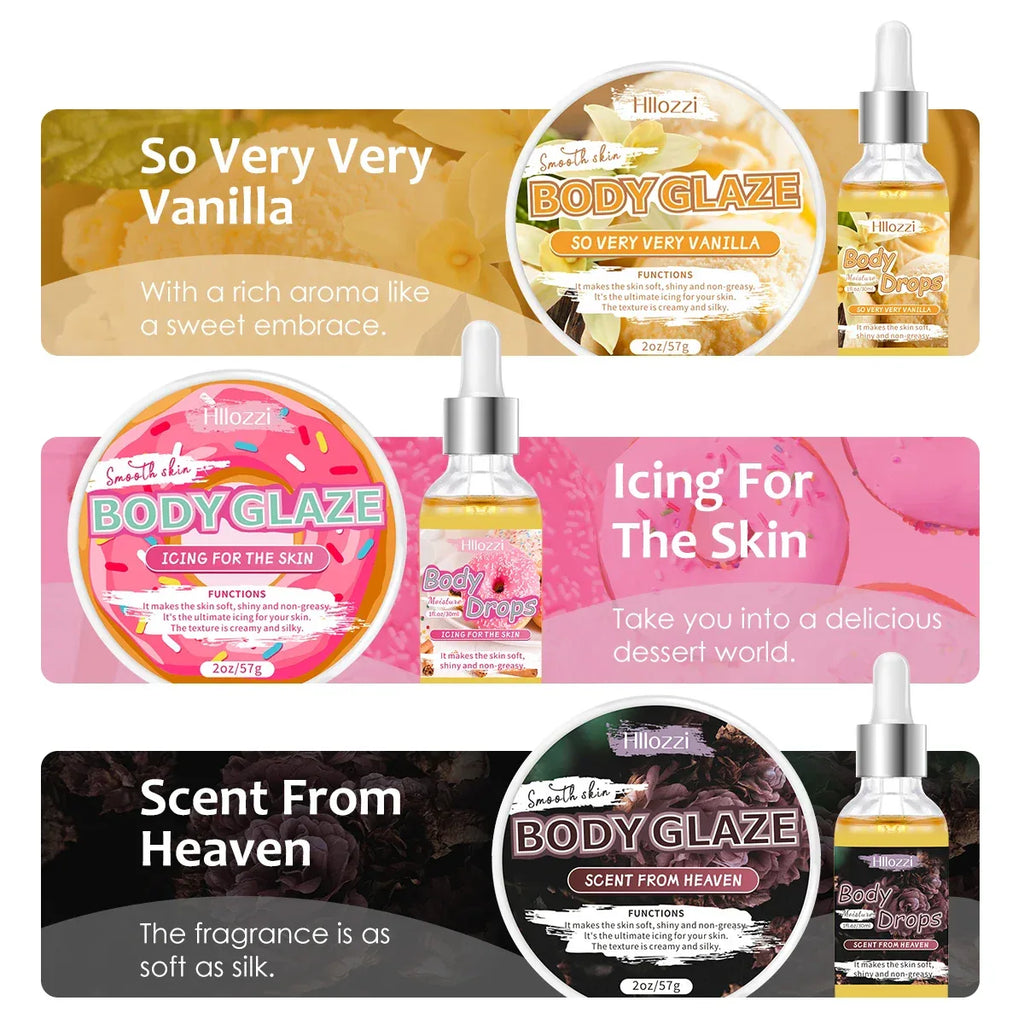 Body Glaze & Body Oil Combination Various flavors Non-greasy Hydrating and moisturizing Body Lotion Massag.