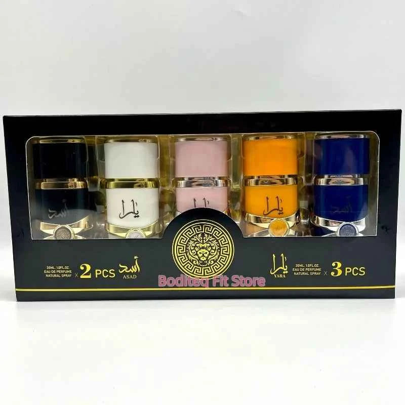 Lattafa ASAD & Yara 5x30ml Luxury Oud Musk Perfume Long Lasting Arabian EDP Travel Size Perfume Collection Perfect Romantic Gift