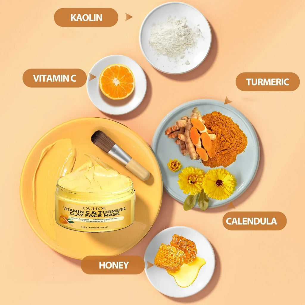 Vitamin C Exfoliating facial mask Turmeric Exfoliating facial mask Improve Pore Deep Cleaning facial mask Apply facial mask - My Vixen Vault