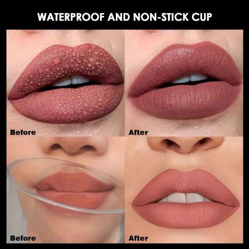 PECOLOVERS Matte Lip Gloss - Waterproof, Long-Lasting Red & Black Shades for All Skin Types - Perfect for Halloween Makeup