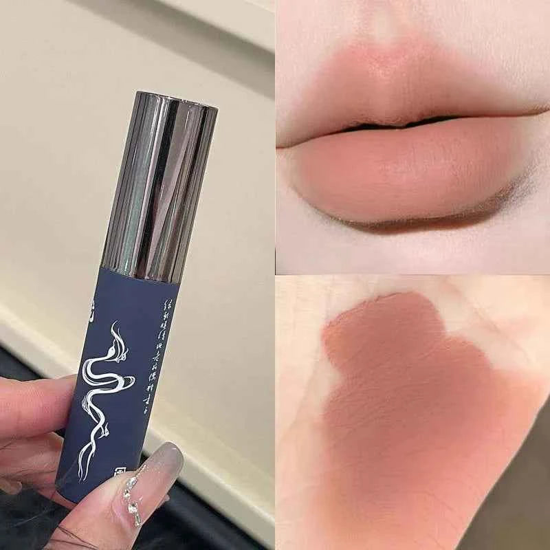 Velvet Matte Lip Glaze Shimmer Nude Lip Mud Waterproof Grey Pink Liquid Lipstick Long-lasting Non-drying Red Lip Gloss Cosmetics.