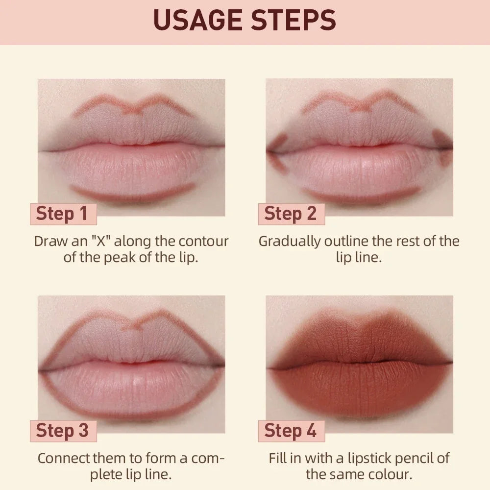 Lipliner Pencil Lipstick Set Matte Nude Red Contour Tint Lipstick Long Lasting Non-stick Cup Lipliner Makeup Lip Stain Pen - Beauty Collection Studio