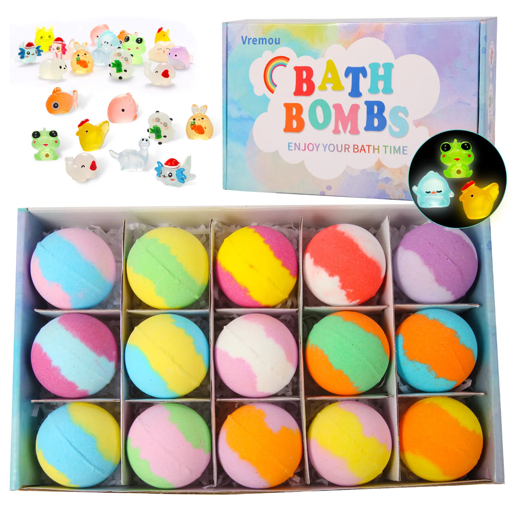 Bath Bombs for Kids with Surprise Inside, 24 Pack Natural Organic Kids Bubble Bath Fizzy for Girls Boys with Bath Toys Inside - Beauty Collection Studio