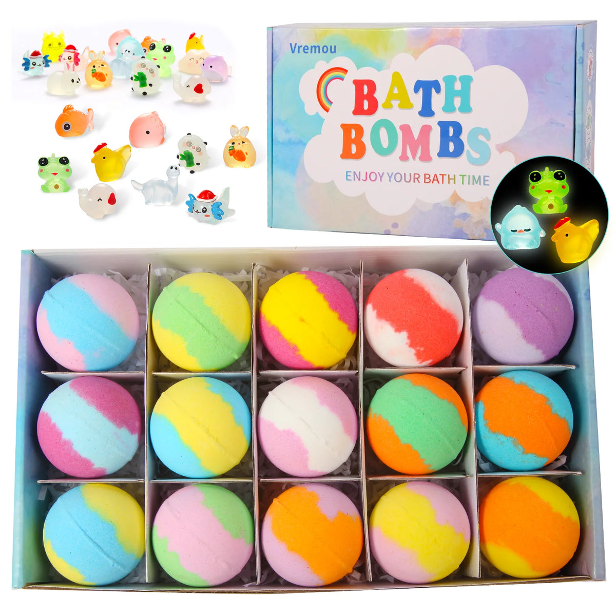 Bath Bombs for Kids with Surprise Inside, 24 Pack Natural Organic Kids Bubble Bath Fizzy for Girls Boys with Bath Toys Inside - Beauty Collection Studio