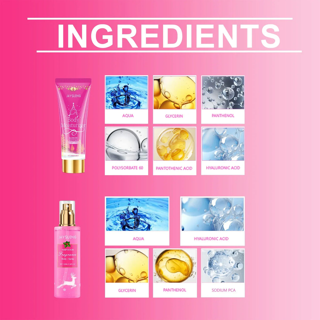 Jaysuing 100ml Christmas Fragrance Body Care Set Holiday Gift SeMoisturizing Skin Care with Shea Buttert Body Lotion Body Mist.
