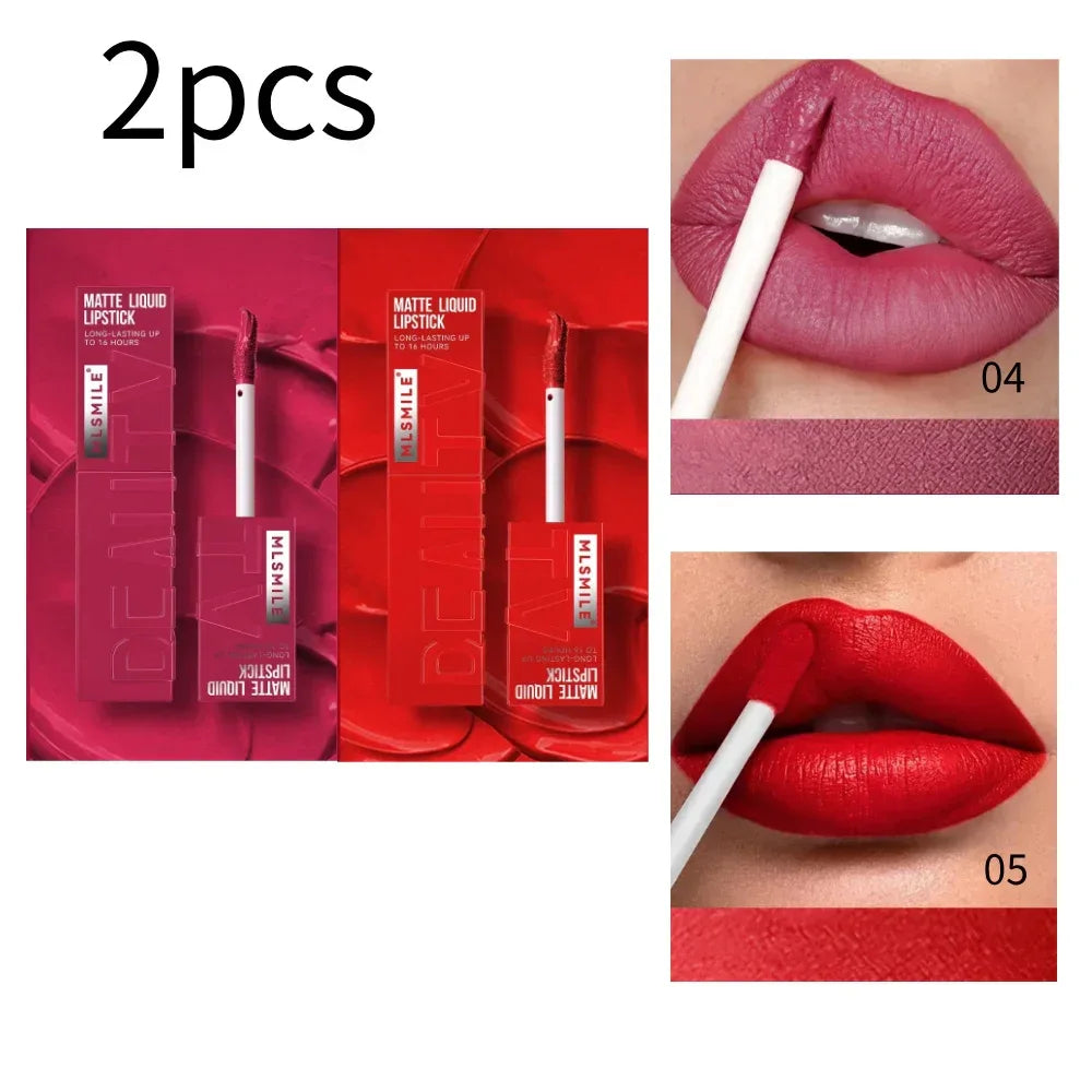 MLSMILE 6 Color Non-stick cup Velvet Satin Gloss Lip glaze Mist Liquid matte lipstick Waterproof long-lasting color liquid - My Vixen Vault