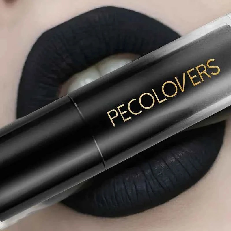 PECOLOVERS Matte Lip Gloss - Waterproof, Long-Lasting Red & Black Shades for All Skin Types - Perfect for Halloween Makeup