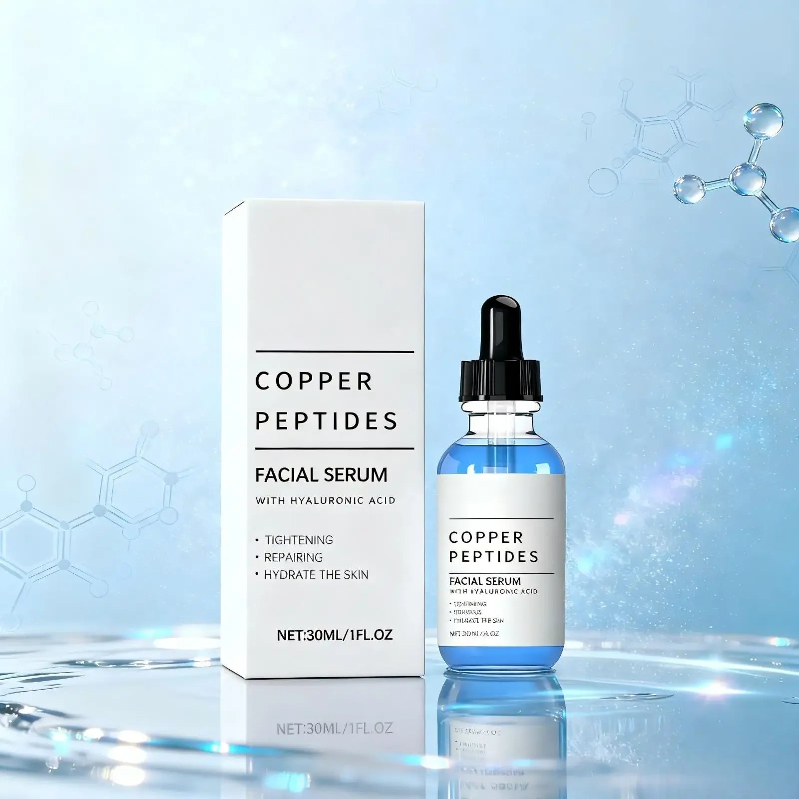 Copper Peptide Serum Anti Wrinkle Remover Antioxidant Tighten Skin Barrier Repair Deep Hydration Hyaluronic Acid Face Serum 30ml - My Vixen Vault