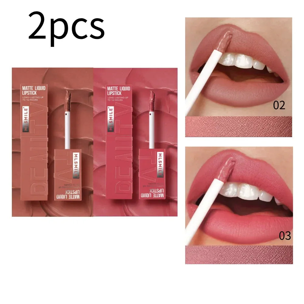 MLSMILE 6 Color Non-stick cup Velvet Satin Gloss Lip glaze Mist Liquid matte lipstick Waterproof long-lasting color liquid - My Vixen Vault