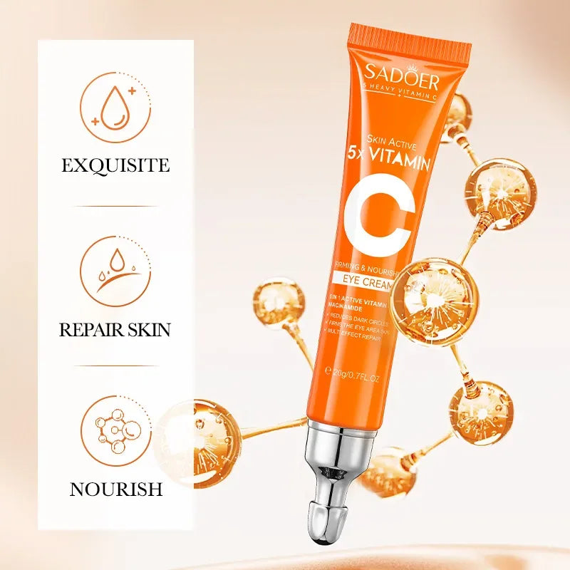 SADOER Vitamin C Eye Cream Anti Dark Circles Eyes Bags Remover Moisturizing Brightening Firming Skin Care Products for Eye...