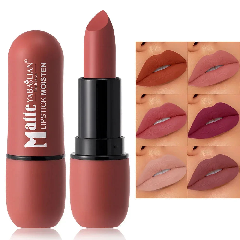 6-Color Matte Lipstick: Velvet Lip Color, Smooth, Waterproof, Long-Lasting Color Lip Makeup - My Vixen Vault