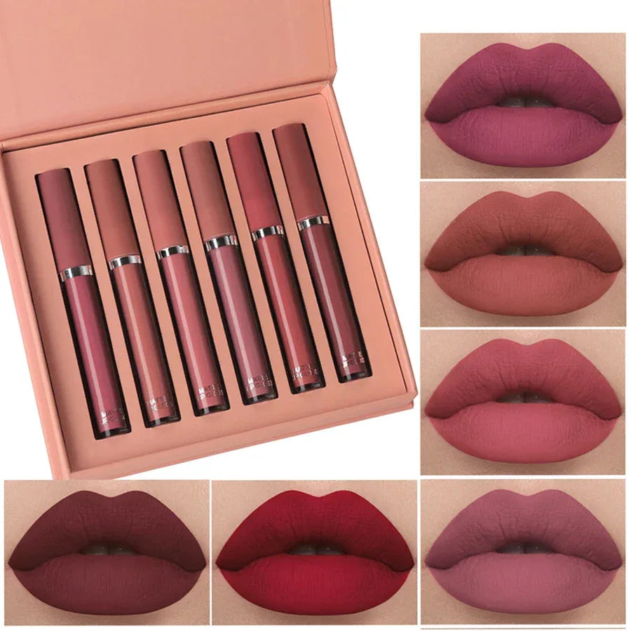 Matte Lip Gloss Set 6 Color Lipstick Smooth And Lasting Display Lip Gloss Waterproof Moisturizing Lipstick Holiday Gift Box Set - My Vixen Vault