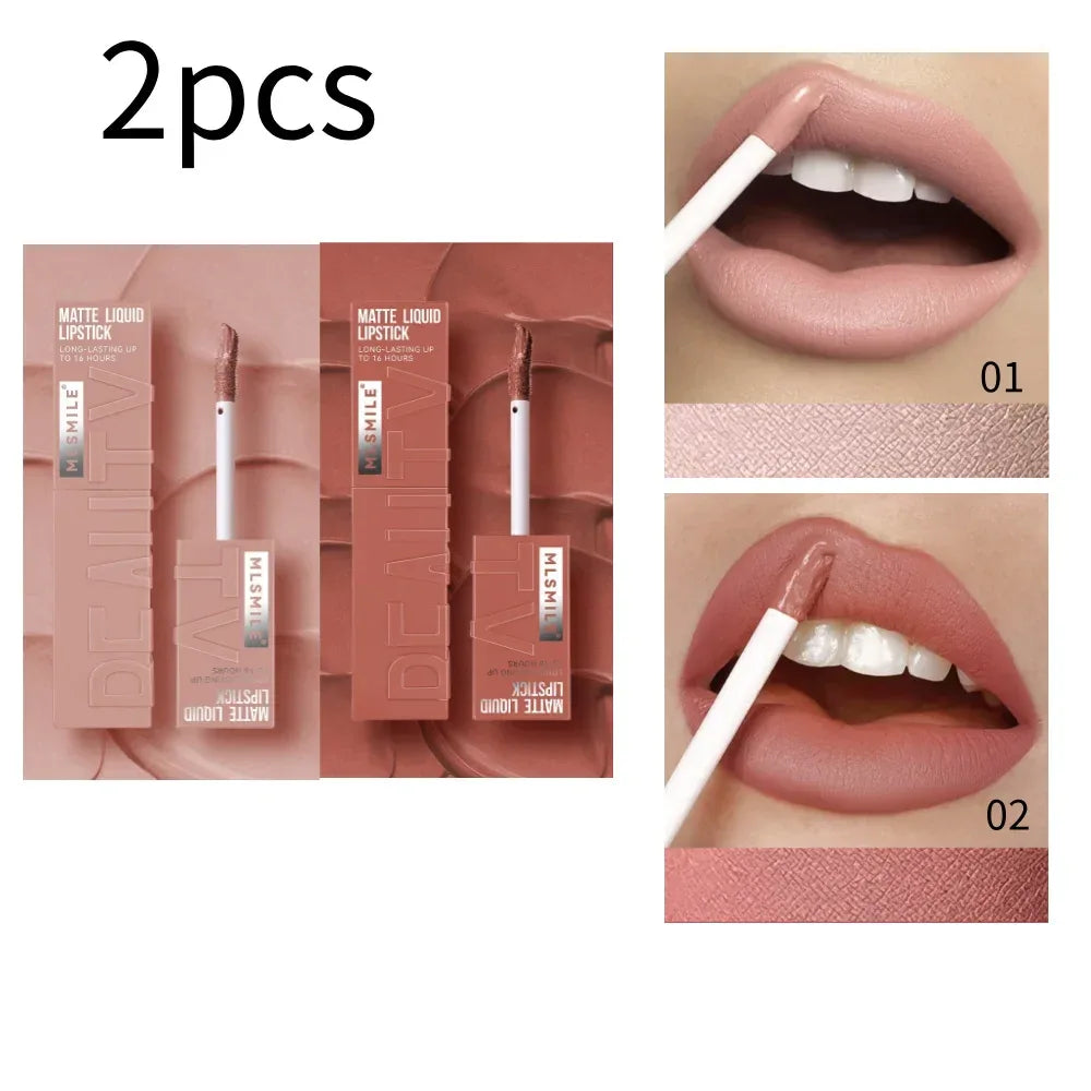 MLSMILE 6 Color Non-stick cup Velvet Satin Gloss Lip glaze Mist Liquid matte lipstick Waterproof long-lasting color liquid - My Vixen Vault
