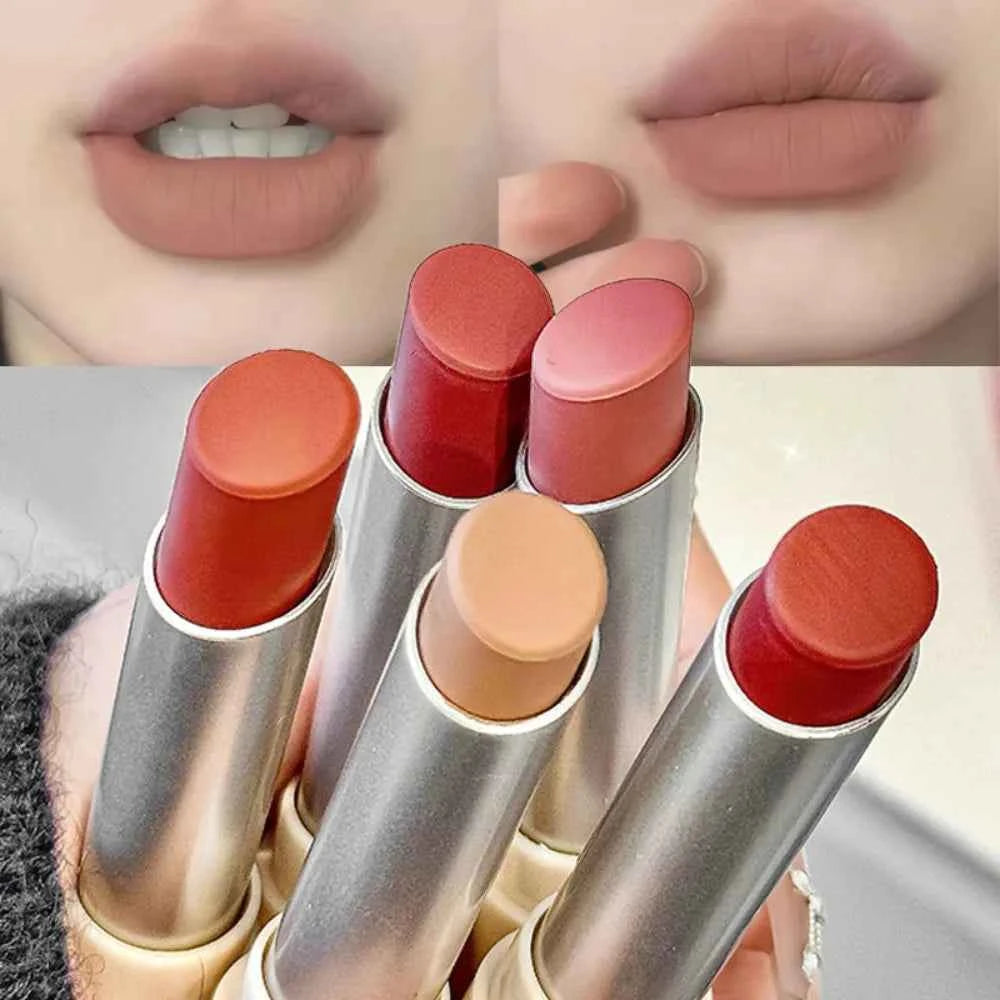 Nude Coffee Waterproof Velvet Lipstick Easy To Wear Long-lasting Lipstick Matte Lip Glaze Non-stick Cup Makeup Lip Tint Cosmetic.