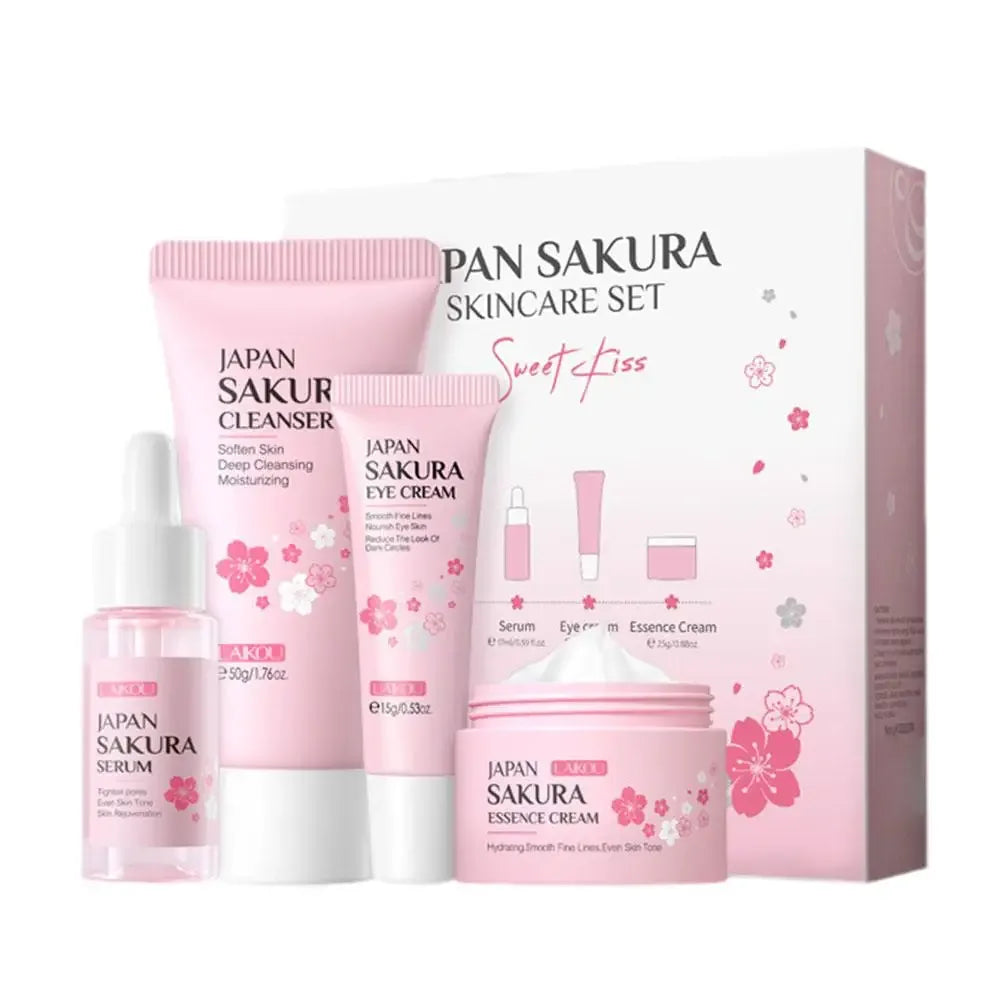 LAIKOU Sakura Skin Care Set Facial Cleanser Eye Creams Face Cream Serum Lotion Toner Moisturizing Face Care Kit - My Vixen Vault