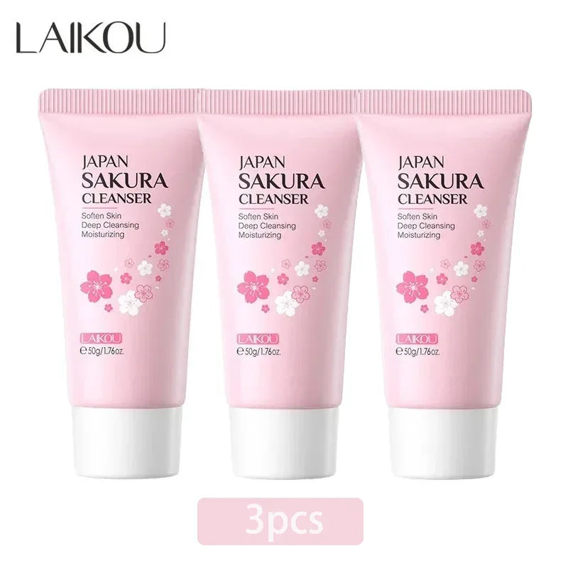 LAIKOU Sakura Cleanser Gentle Deep Cleaning Oil Control Moisturizing Shrink Pores Face Skin Care 50g Skin Cleanser All Skin Type - My Vixen Vault